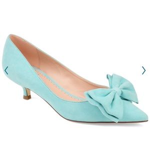 Journee Collection mint green kitten heels.